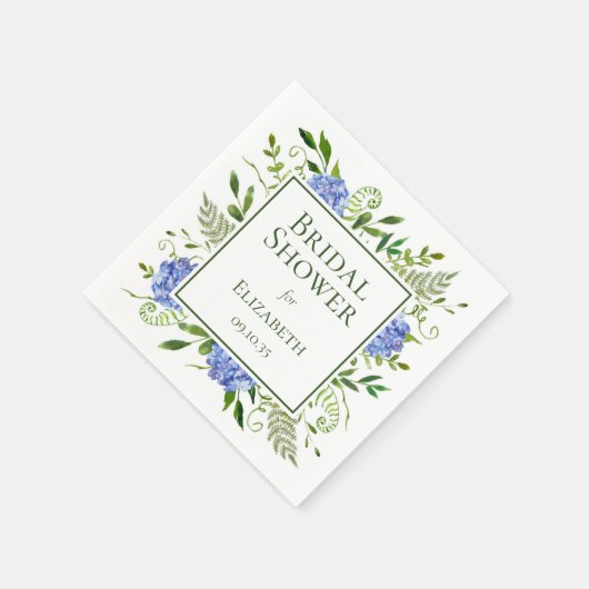 ブルーアジサイブライダルシャワー スタンダードカクテルナプキン (角)