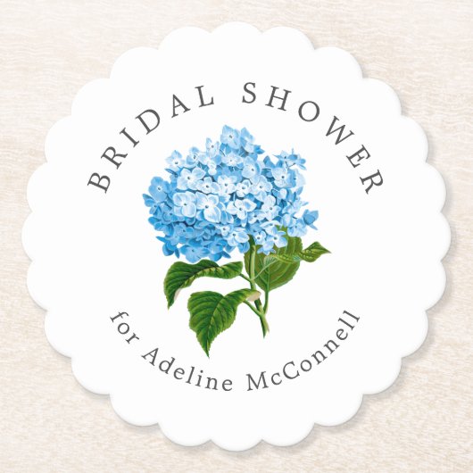 ブルーアジサイブライダルシャワー ペーパーコースター (正面)