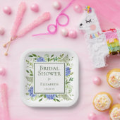 ブルーアジサイブライダルシャワー ペーパープレート (パーティー)