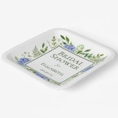 ブルーアジサイブライダルシャワー ペーパープレート (傾斜あり)