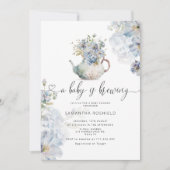 ブルーアジサイベビーは紅茶パーティーシャワーを醸造している 招待状 (正面)