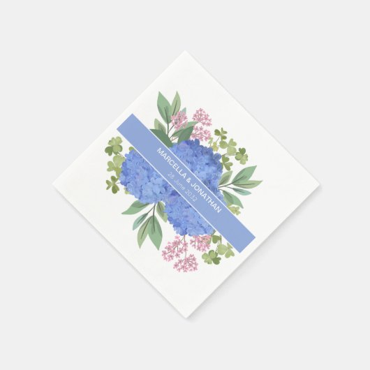 ブルーアジサイモダンズブーケカスタムー スタンダードカクテルナプキン (角)