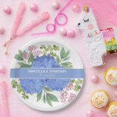 ブルーアジサイモダンズブーケカスタムー ペーパープレート (パーティー)