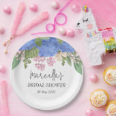 ブルーアジサイモダンフローラブライダルシャワーナプキン ペーパープレート (パーティー)