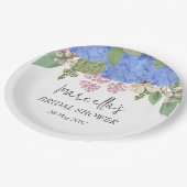 ブルーアジサイモダンフローラブライダルシャワーナプキン ペーパープレート (アングル)