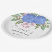 ブルーアジサイモダンフローラブライダルシャワー ペーパープレート (アングル)