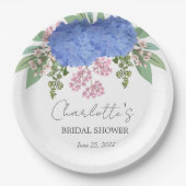 ブルーアジサイモダンフローラブライダルシャワー ペーパープレート (正面)