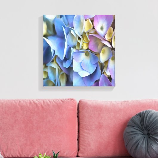 ブルーアジサイ低木ボ芸術的ッソム キャンバスプリント (インサイチュ (リビング))