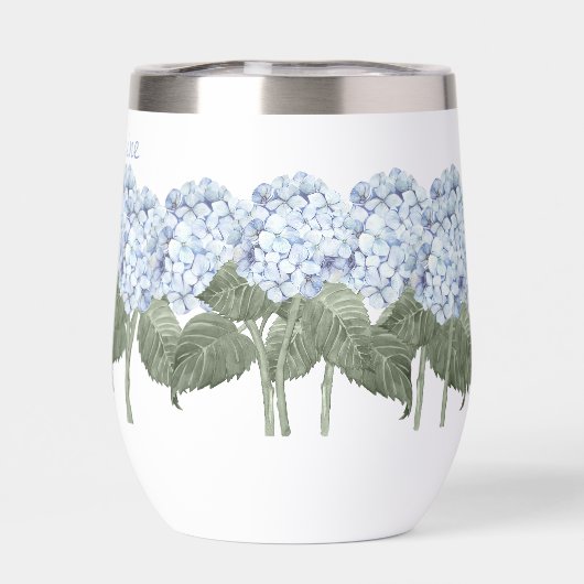ブルーアジサイ名前をカスタムする絶縁ワインタンブラー (背面)