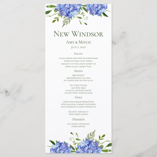 ブルーアジサイ婚約パーティ メニュー (正面)