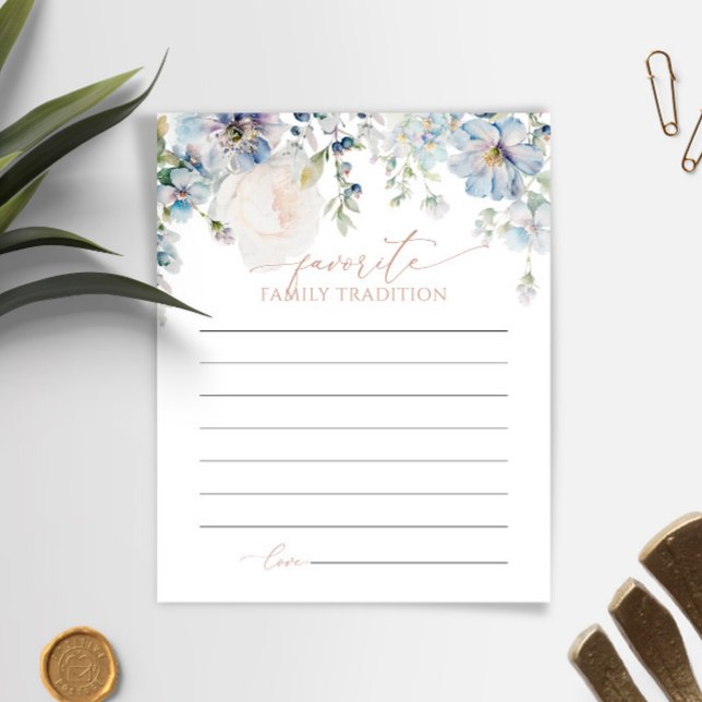 ブルーアジサイ家族の伝統ベビーシャワーカード (クリエイターアップロード済み)