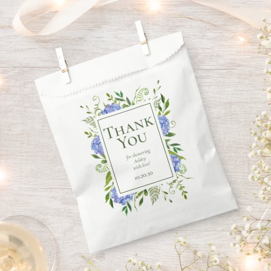 ブルーアジサイ少年ベイビーシャワーありがとう フェイバーバッグ (クリップ留めされた状態)