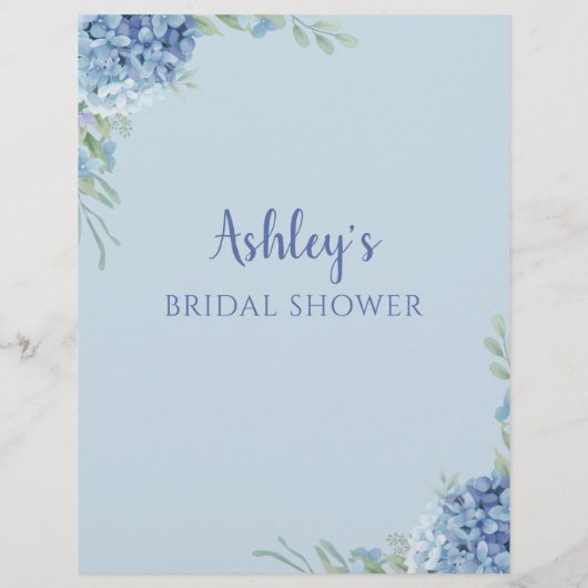 ブルーアジサイ彼は彼女はブライダルシャワーゲームと言った (裏面)