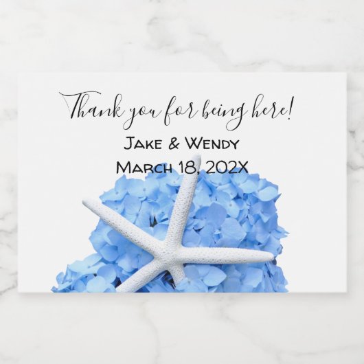 ブルーアジサイ感謝していアスタフィッシュ スパークリングワインラベル (シングルラベル)