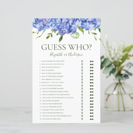 ブルーアジサイ推測ブライダルシャワーゲーム (スタンド正面)