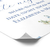 ブルーアジサイ日付ナイトジャーアイディアゲームサイン ポスター (角)