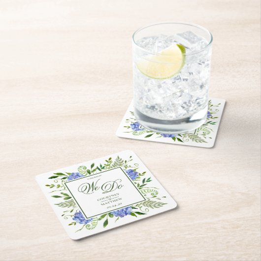 ブルーアジサイ明日の我々は スクエアペーパーコースター (インサイチュ)