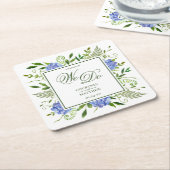 ブルーアジサイ明日の我々は スクエアペーパーコースター (アングル)