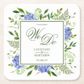 ブルーアジサイ明日の我々は スクエアペーパーコースター (正面)