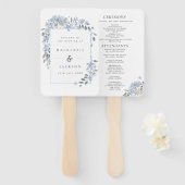 ブルーアジサイ枠水彩結婚式 プログラム ハンドファン (正面&裏面)