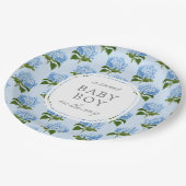 ブルーアジサイ柄スウィート男の赤ちゃん ペーパープレート (アングル)