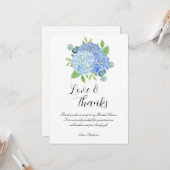 ブルーアジサイ植物学ブライダルシャワー有難う カード (正面/裏面インサイチュ)