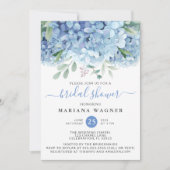 ブルーアジサイ水カラーフローラブライダルシャワーイン 招待状 (正面)