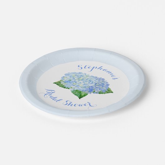 ブルーアジサイ水カラーフローラブライダルシャワー ペーパープレート (アングル)