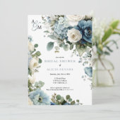 ブルーアジサイ水カラーフローラブライダルシャワー 招待状 (スタンド正面)