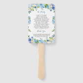 ブルーアジサイ水カラーフローラ結婚式 プログラム ハンドファン (裏面)