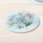 ブルーアジサイ水カラー紙コースター ラウンドペーパーコースター (アングル)