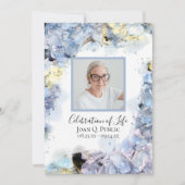 ブルーアジサイ水彩お祝いの生活 招待状 (正面)