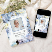 ブルーアジサイ水彩お祝いの生活 招待状