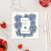 ブルーアジサイ水彩結婚式レセプション スタンダードカクテルナプキン (インサイチュ)