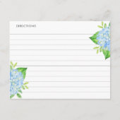 ブルーアジサイ水彩色フローラレシピカード エンクロージャーカード (裏面)