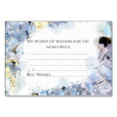 ブルーアジサイ水彩色結婚のアドバイスカード テーブルナンバー (裏面)