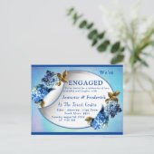 ブルーアジサイ水彩花婚約 インビテーションポストカード (スタンド正面)
