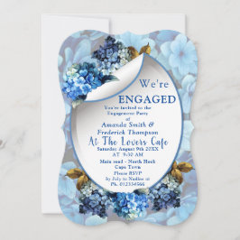 ブルーアジサイ水彩花婚約 招待状