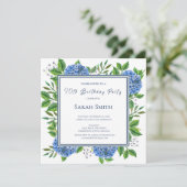 ブルーアジサイ水彩90thバースデーパーティー 招待状 (スタンド正面)