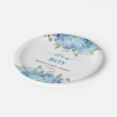 ブルーアジサイ男の子の赤ちゃんシャワー ペーパープレート (アングル)