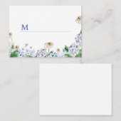 ブルーアジサイ白バラ100誕生日 プレイスカード (正面/裏面)