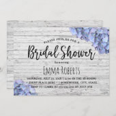 ブルーアジサイ素朴ア結婚ズブライダルシャワー 招待状 (正面/裏面)