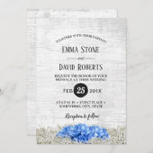 ブルーアジサイ素朴ア結婚ベビー 招待状 (正面/裏面)