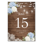 ブルーアジサイ素朴ウッドレースのストリングライト テーブルナンバー (裏面)