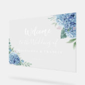 ブルーアジサイ結婚の歓迎 アクリルサイン (傾斜)