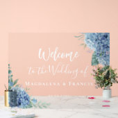 ブルーアジサイ結婚の歓迎 アクリルサイン (ウェディング)