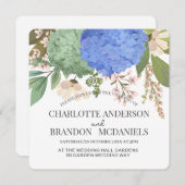 ブルーアジサイ結婚ズフローラ 招待状 (正面/裏面)