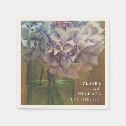 ブルーアジサイ結婚ズ スタンダードカクテルナプキン (正面)