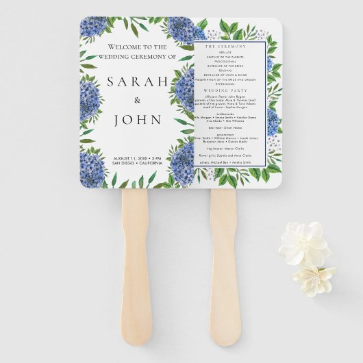ブルーアジサイ結婚式 プログラムハンドファン ハンドファン (正面&裏面)