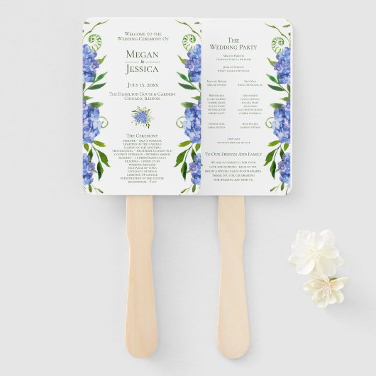 ブルーアジサイ結婚式 プログラムハンドファン ハンドファン (正面&裏面)